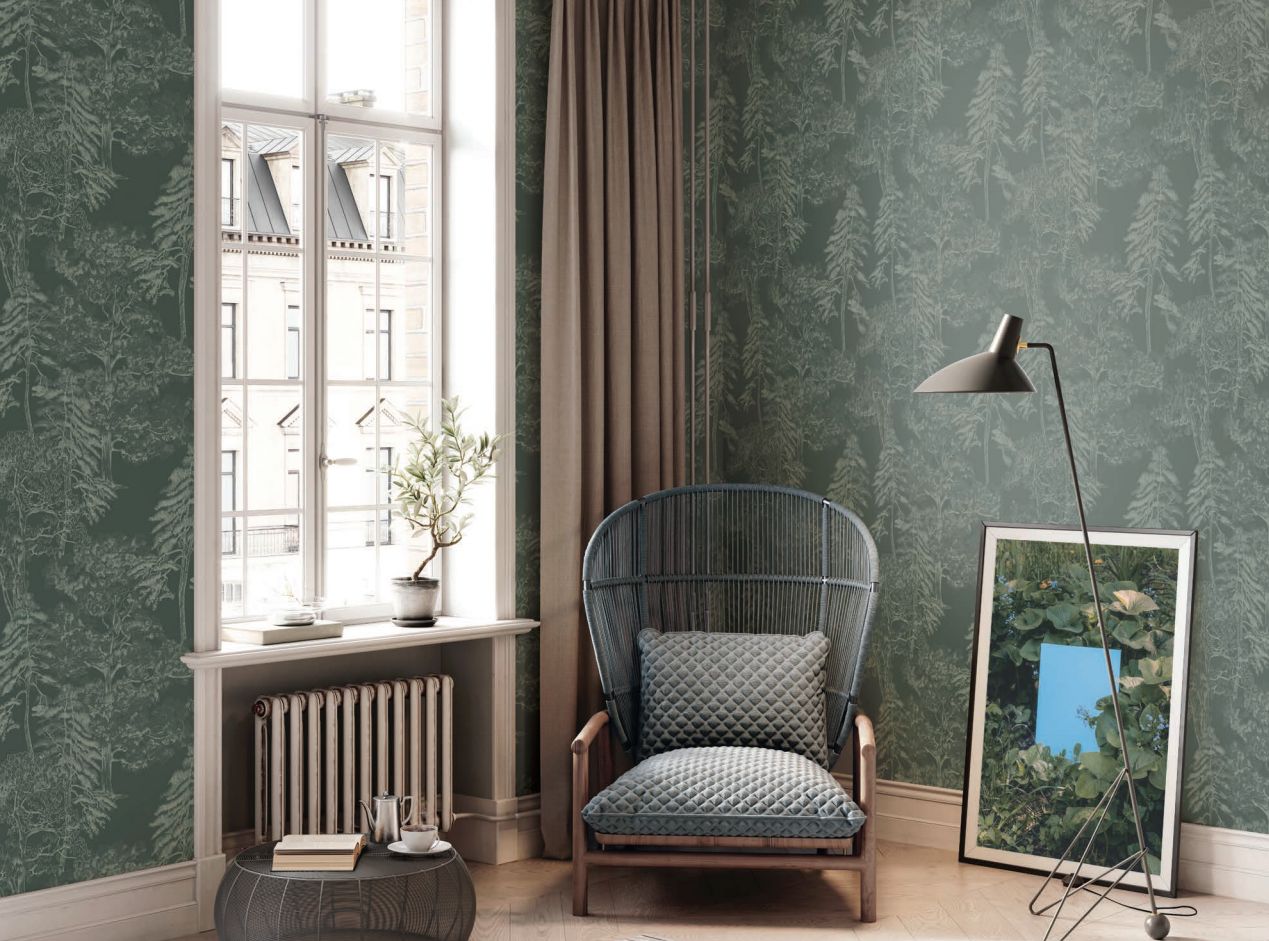 Обои Milassa Ambient vol.4 Лесной этюд Весенняя гроза AM5 008 10,05×1 фото в интерьере